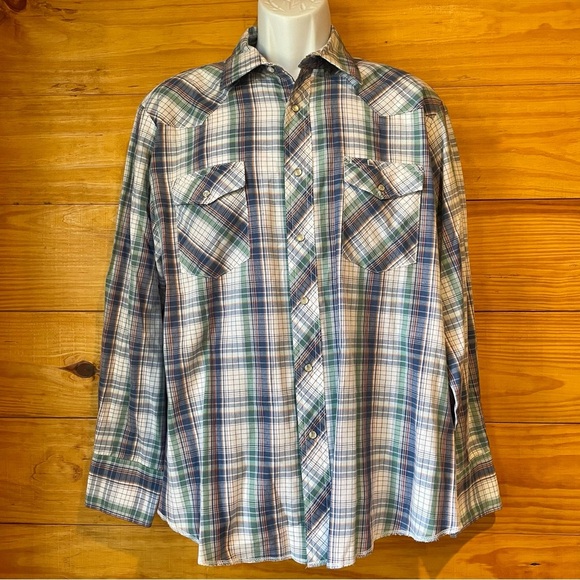 Wrangler Other - Wrangler Men’s Plaid Long Sleeve Pearl Snap Button Up Western Shirt Large